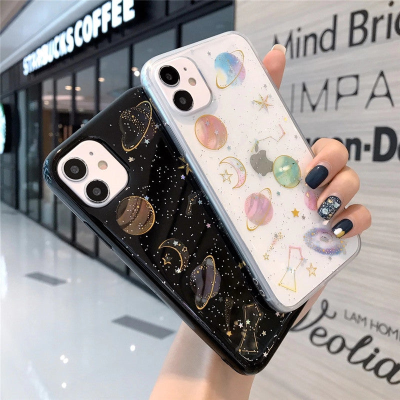 Net star star planet for iPhone12/11 phone case 13 female 14PRO anti fall 14Promax silicone 14
