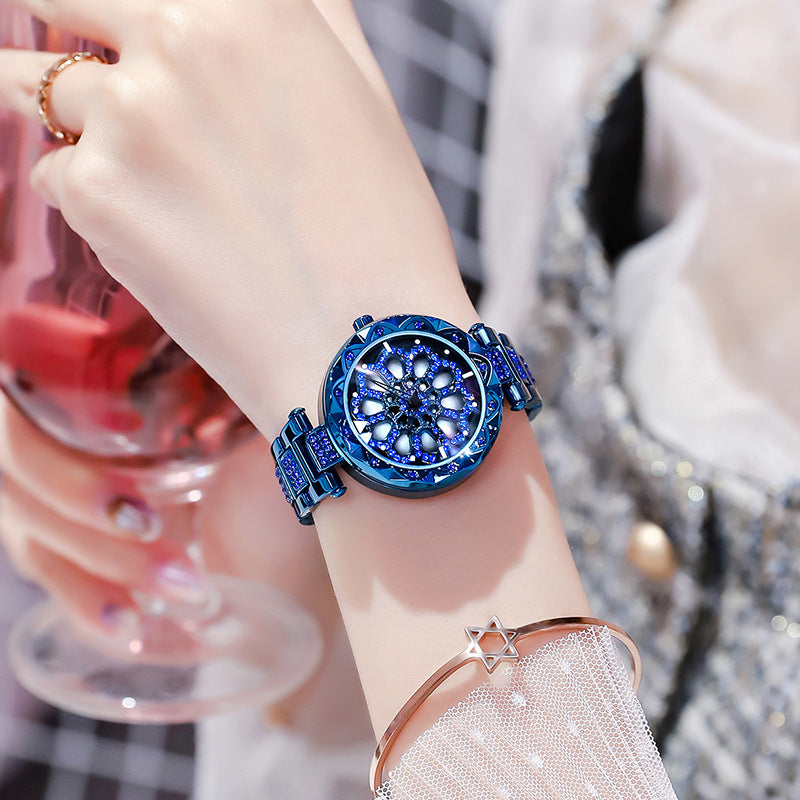 Tiktok HOT sell ladies luck turn watches full star douyin two e-commerce hot style ladies net red diamond ladies watch