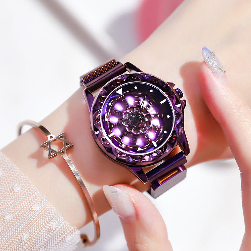 Tiktok HOT sell ladies luck turn watches full star douyin two e-commerce hot style ladies net red diamond ladies watch