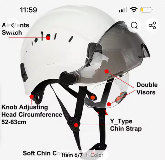 Construction helmet with built in goggle