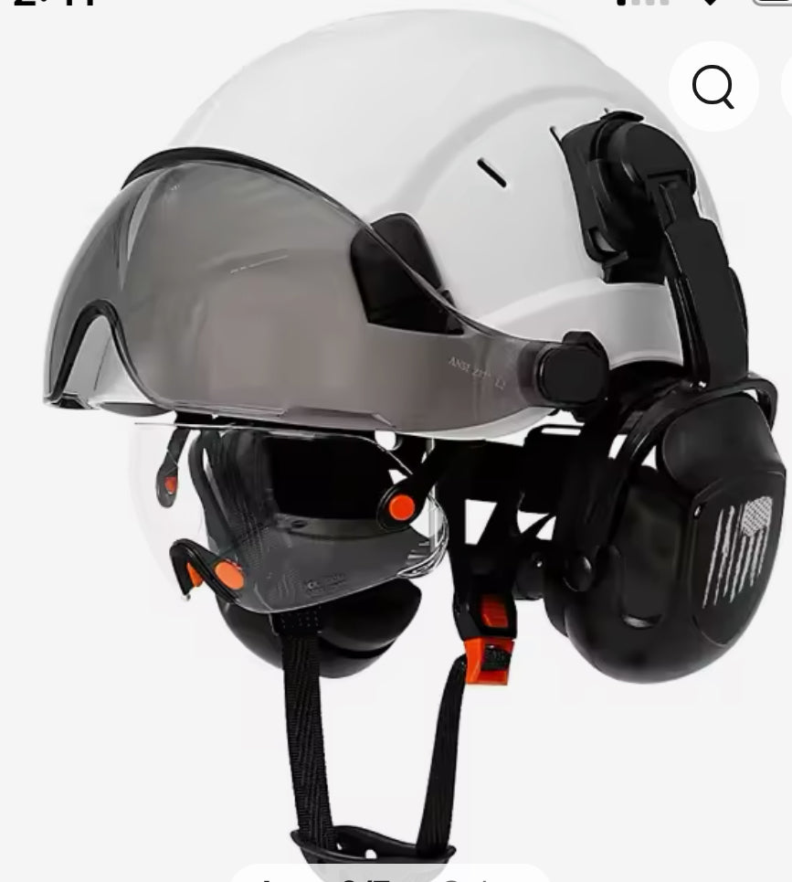 CE Construction helmet with visor built in goggle earmuffs for engineer.