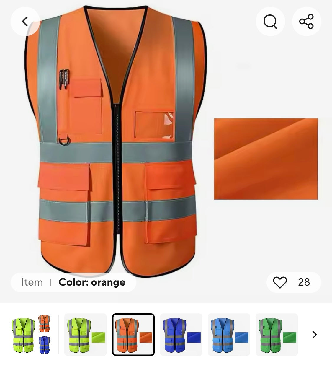 Unisex reflective safety vest