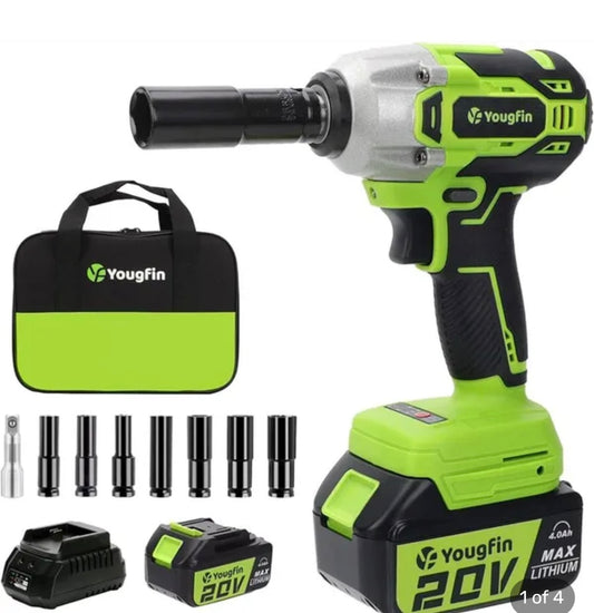 20v brushless cordless wrench 1/2 quot 400w high torque impact gun.