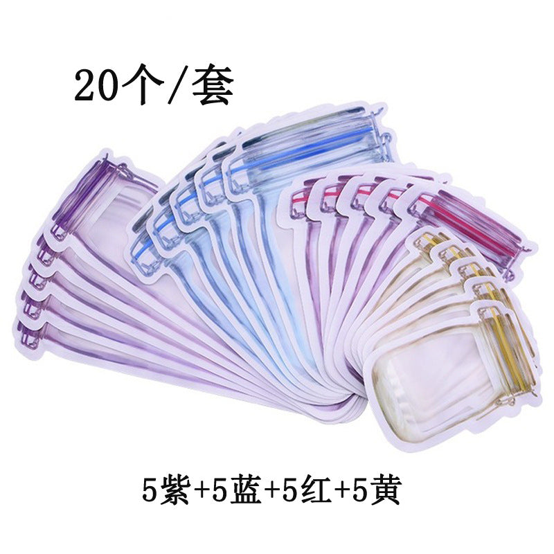 Household food preservation Ziploc bag Mason bottle special-shaped ziploc bag preservation moisture-proof portable sealing pocket free combination