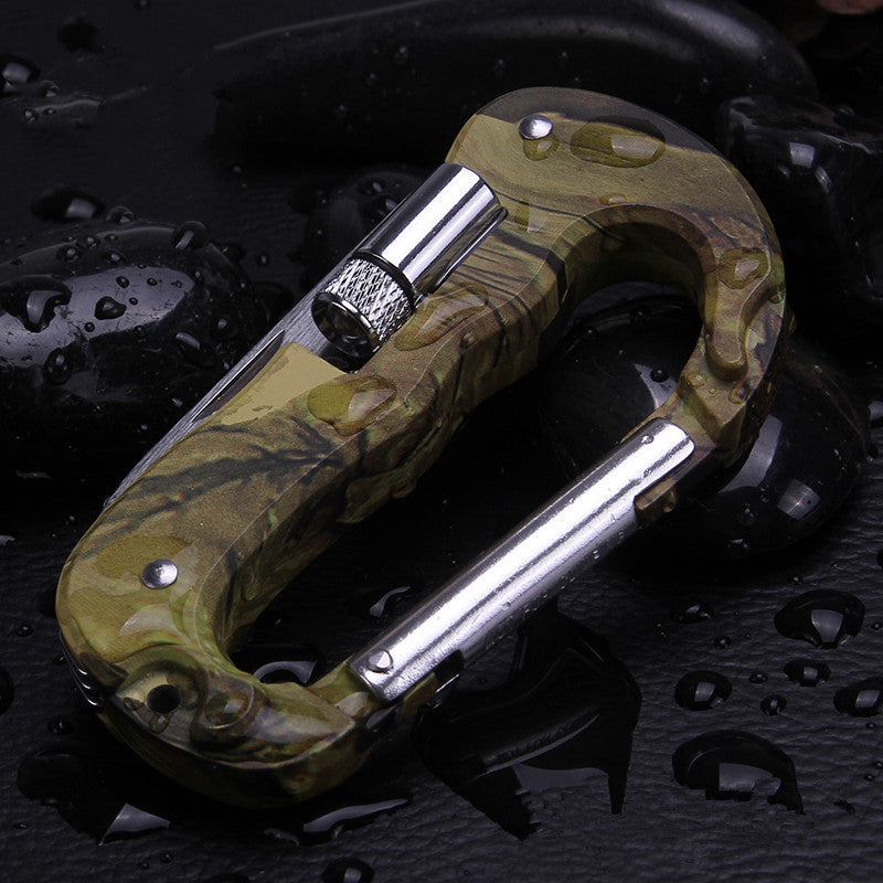 Camouflage Clasp Knife Saw Screwdriver Multifunctional Outdoor Tools Climbing Carabiner Quickdraws Aluminum 5 In 1 Carabiner