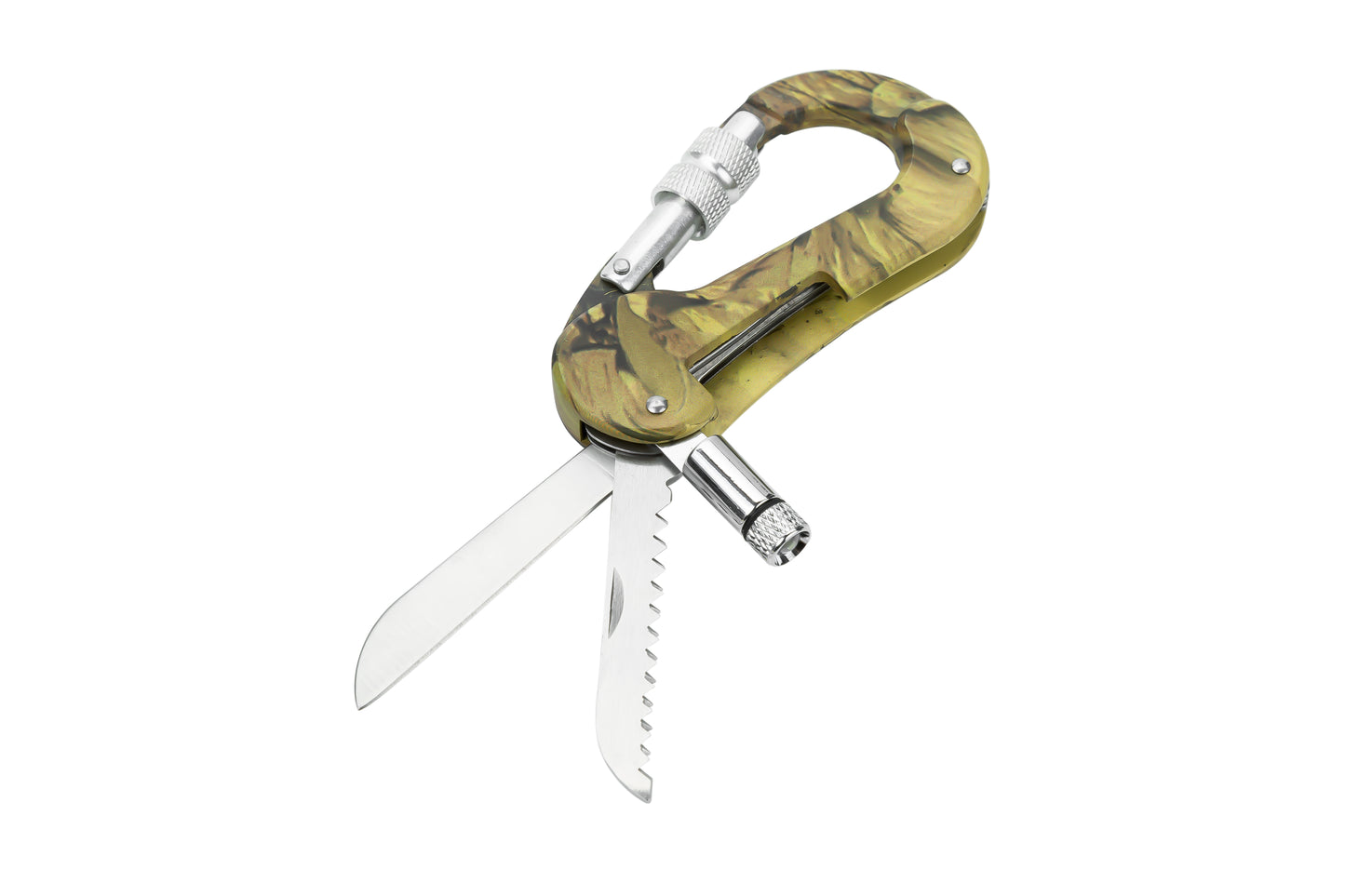 Camouflage Clasp Knife Saw Screwdriver Multifunctional Outdoor Tools Climbing Carabiner Quickdraws Aluminum 5 In 1 Carabiner