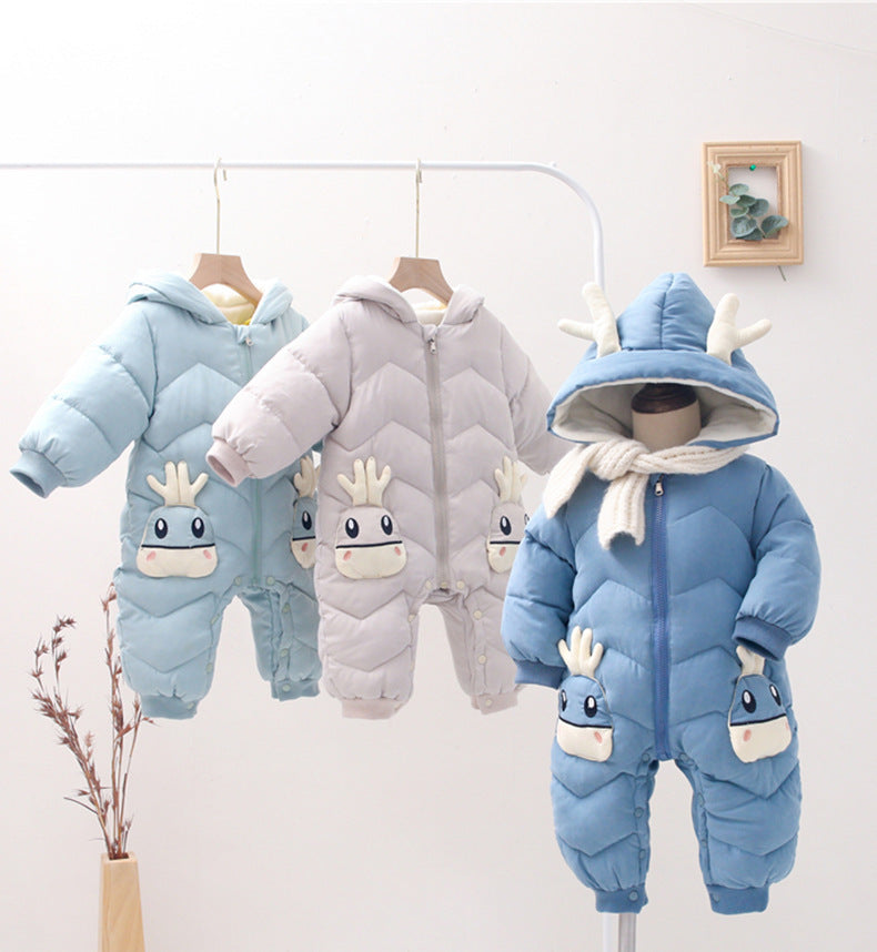 Baby onesie down cotton clothes autumn and winter clothes climbing clothes Ha Yi style boys and girls newborn babies go out to hold clothes