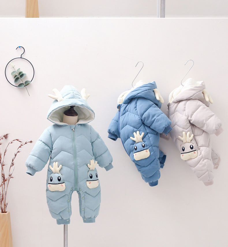 Baby onesie down cotton clothes autumn and winter clothes climbing clothes Ha Yi style boys and girls newborn babies go out to hold clothes