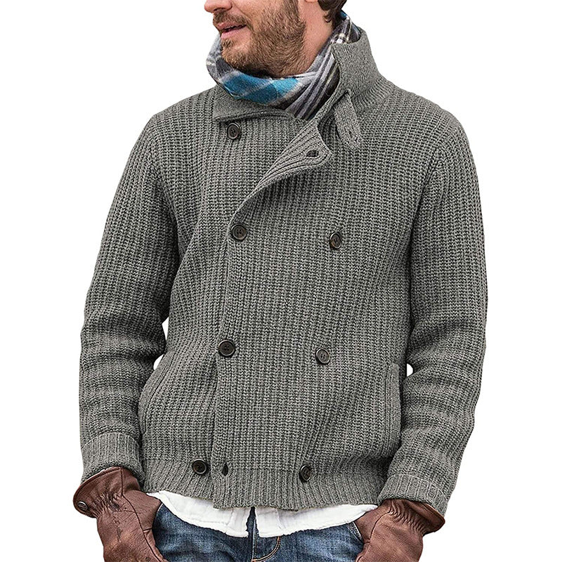 Large Size Sweater Men's Solid Color Button Knit Jacket