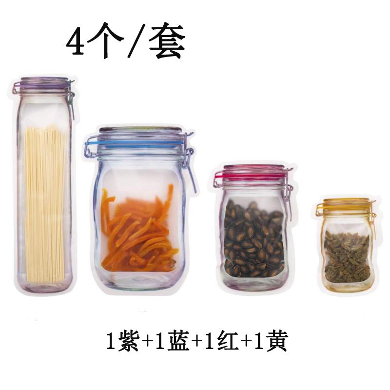 Household food preservation Ziploc bag Mason bottle special-shaped ziploc bag preservation moisture-proof portable sealing pocket free combination