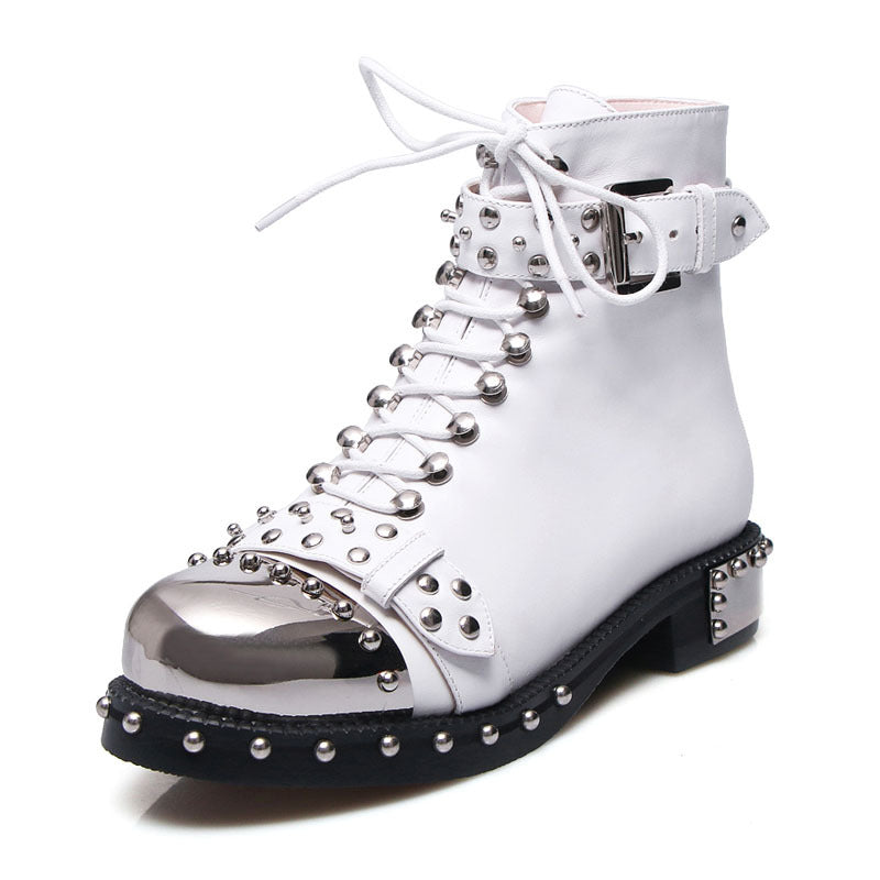 2021 Autumn And Winter Low-heeled Short Boots Rivet Locomotive