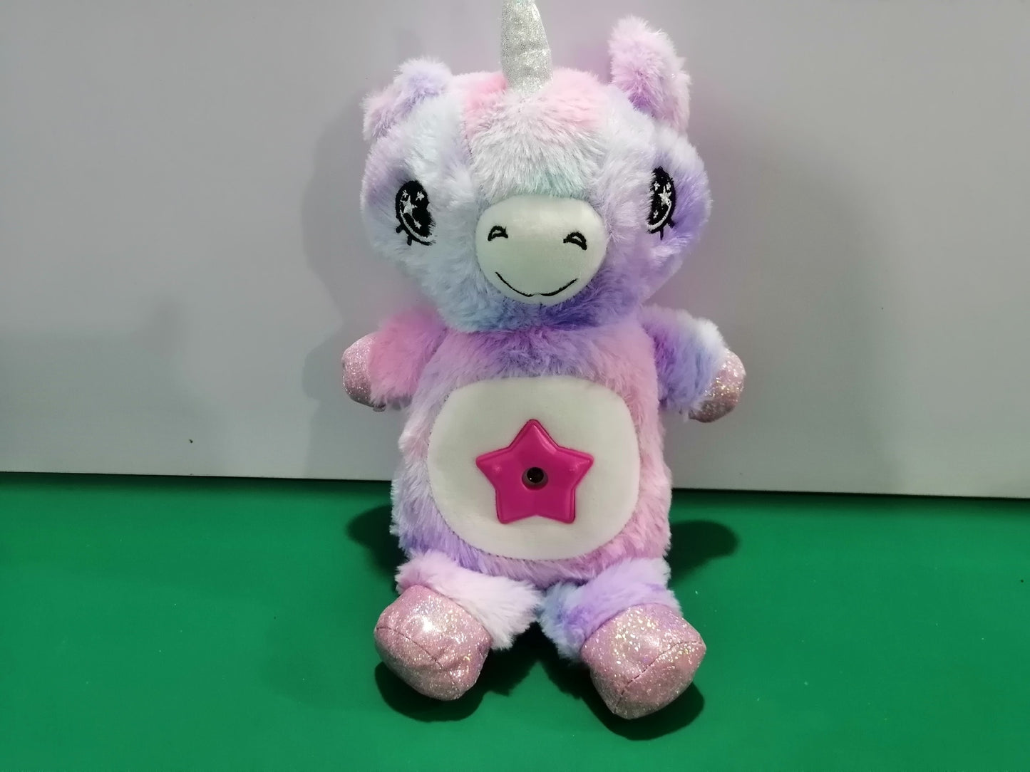 Cross border children's cartoon plush action figure sleeping light music unicorn animal doll starry sky projection light