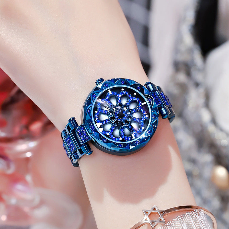 Tiktok HOT sell  ladies luck turn watches full star douyin two e-commerce hot style ladies net red diamond ladies watch