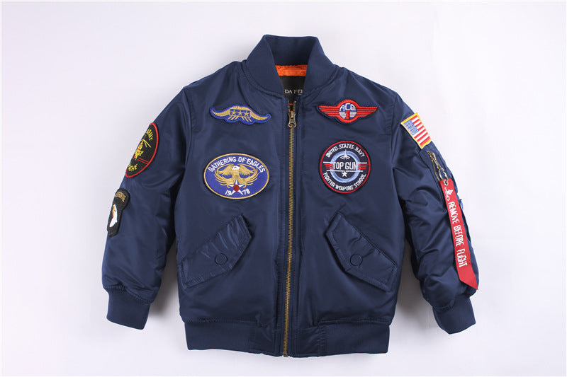 Trendy US Air Force boys & Girls fall/winter quilted boys & Girls Heavy bomber jacket padded jacket