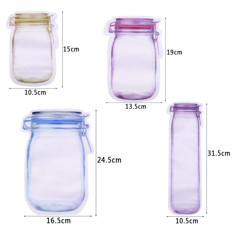 Household food preservation Ziploc bag Mason bottle special-shaped ziploc bag preservation moisture-proof portable sealing pocket free combination