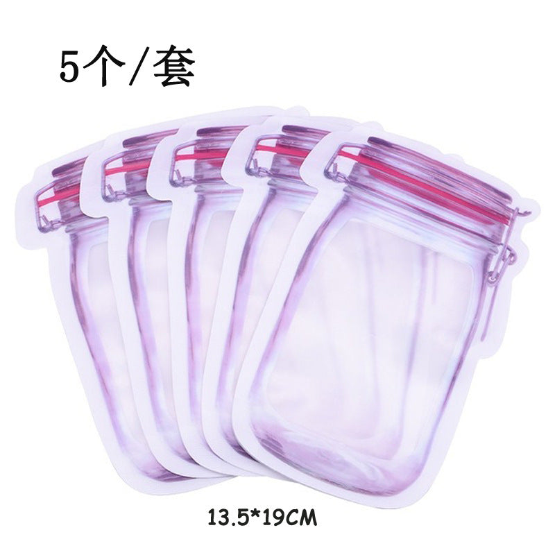 Household food preservation Ziploc bag Mason bottle special-shaped ziploc bag preservation moisture-proof portable sealing pocket free combination