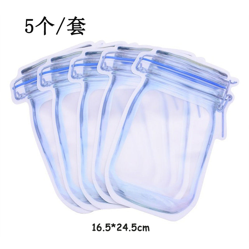 Household food preservation Ziploc bag Mason bottle special-shaped ziploc bag preservation moisture-proof portable sealing pocket free combination