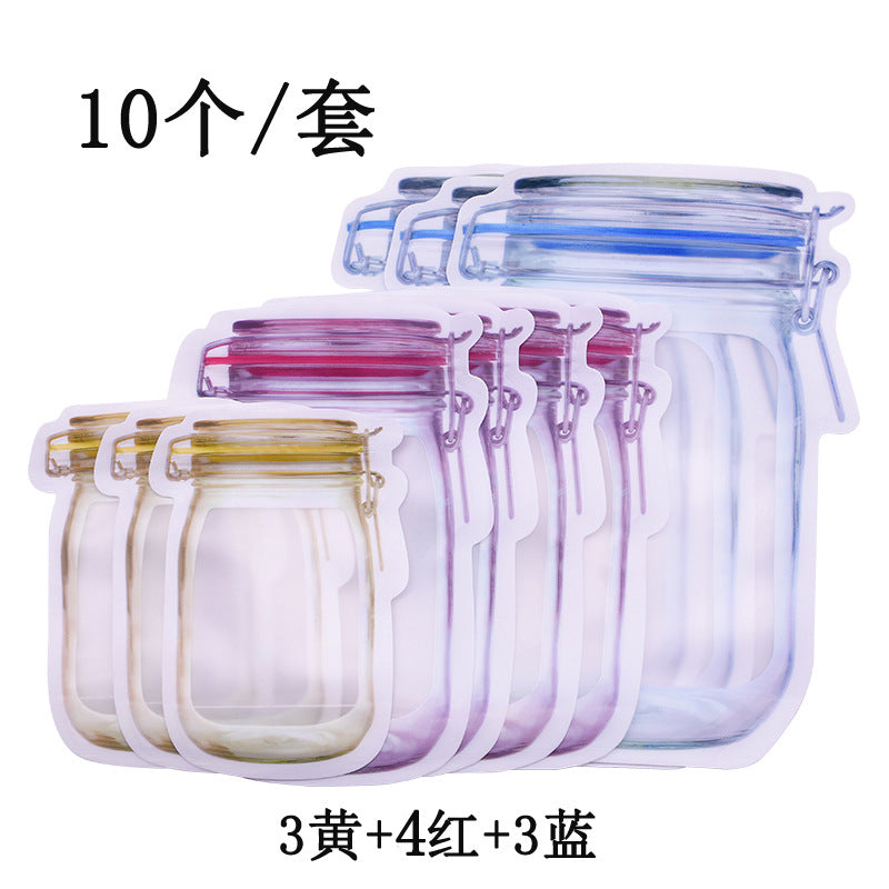 Household food preservation Ziploc bag Mason bottle special-shaped ziploc bag preservation moisture-proof portable sealing pocket free combination