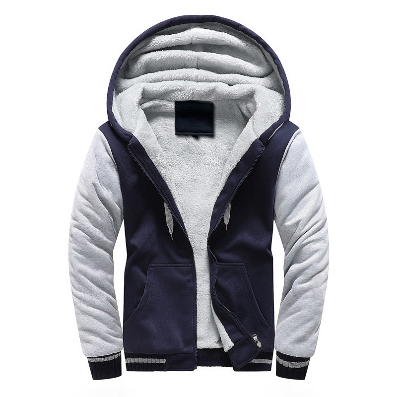 Autumn And Winter European Size Men's And Women's Couple Hooded Cardigan Fleece Padded Coat