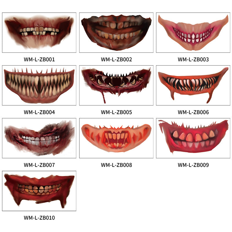 New trade in stock Halloween MOUTH Tattoo party scary scary lip DIY decoration BIG MOUTH