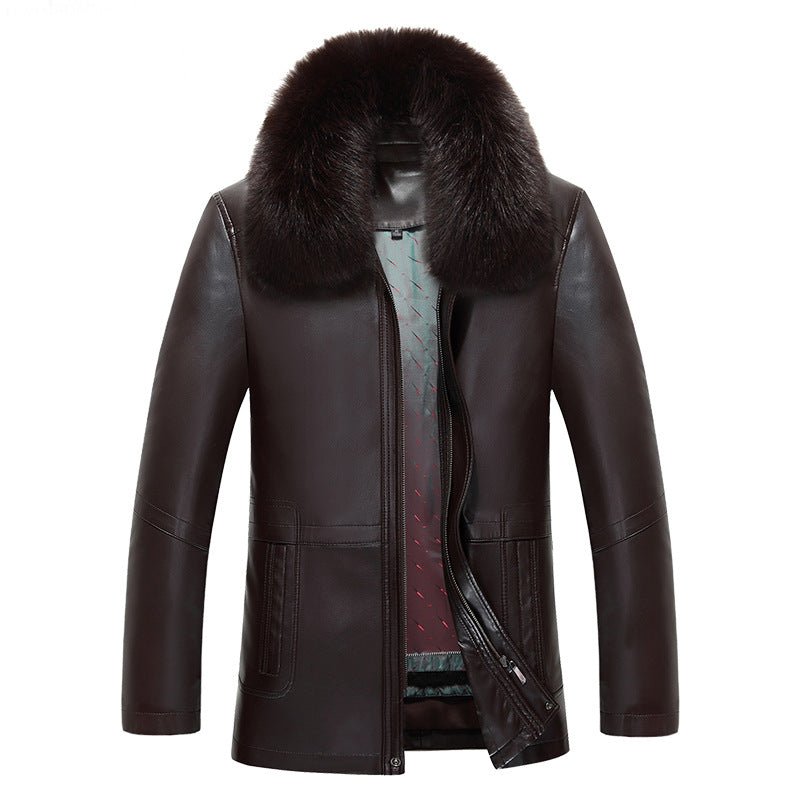 Leather men's short fur coats, daddy, mane, inner jacket, overcoat