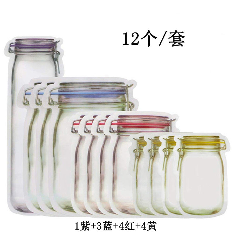 Household food preservation Ziploc bag Mason bottle special-shaped ziploc bag preservation moisture-proof portable sealing pocket free combination