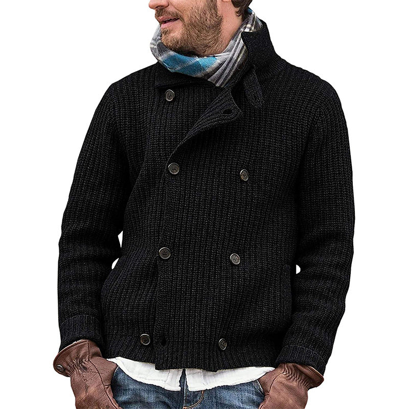 Large Size Sweater Men's Solid Color Button Knit Jacket