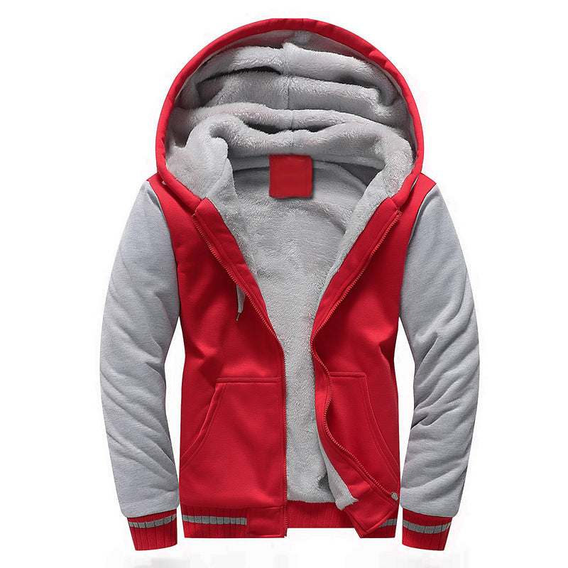 Autumn And Winter European Size Men's And Women's Couple Hooded Cardigan Fleece Padded Coat