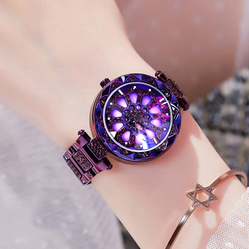 Tiktok HOT sell  ladies luck turn watches full star douyin two e-commerce hot style ladies net red diamond ladies watch