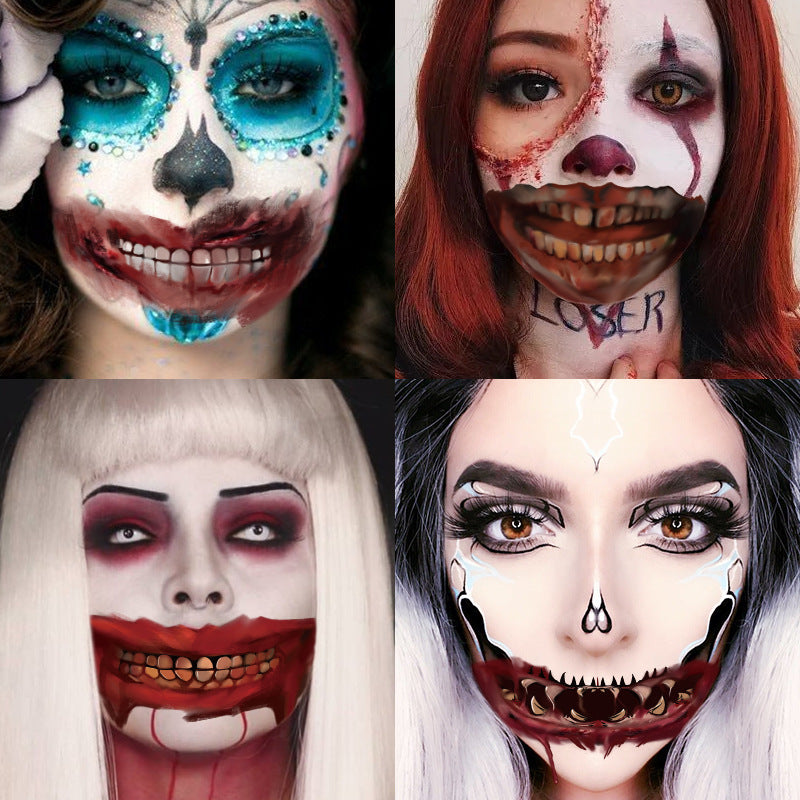 New trade in stock Halloween MOUTH Tattoo party scary scary lip DIY decoration BIG MOUTH