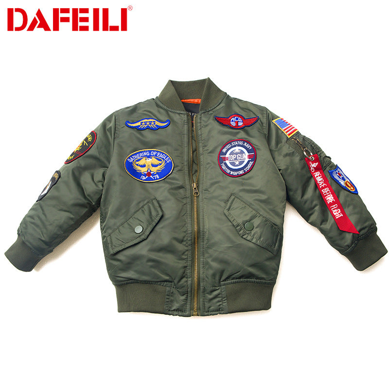 Trendy US Air Force boys & Girls fall/winter quilted boys & Girls Heavy bomber jacket padded jacket