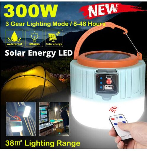 Outdoor LED solar rechargeable remote control tent light super bright night market bulb light emergency light camping light camping light