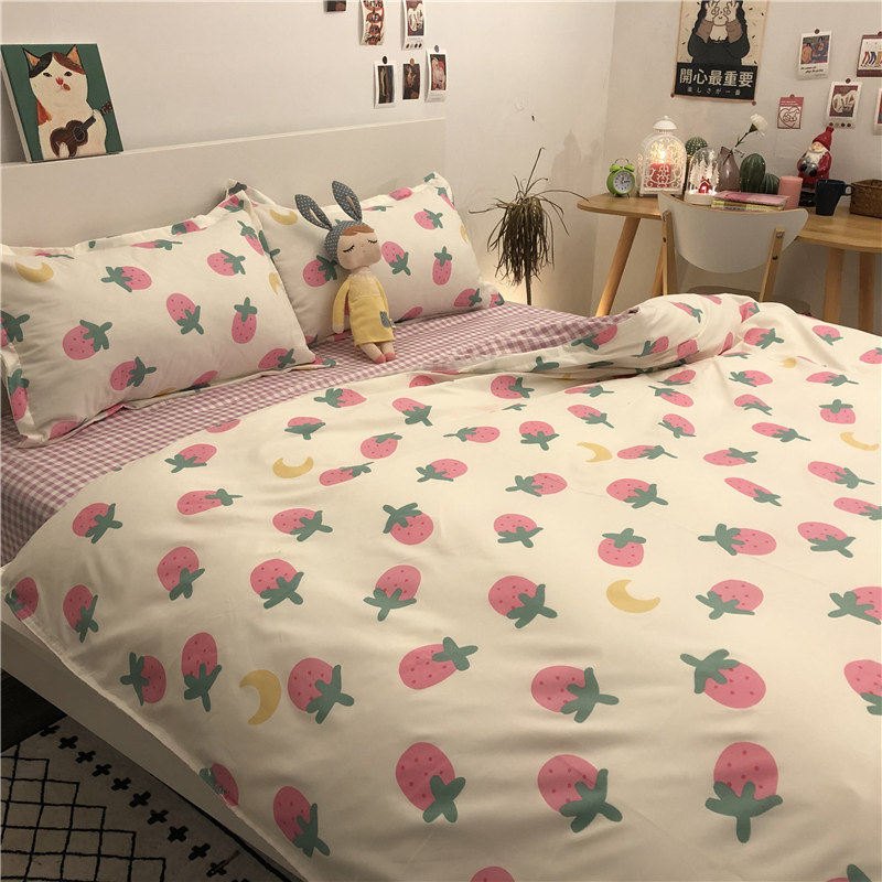 4-piece Bed Set Cute Cute Duck Cartoon Autumn And Winter Four-piece Set Washing Wind Cartoon Comfortable Student Three-piece Bedding