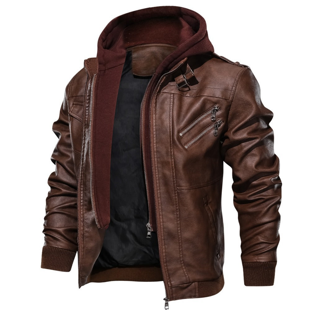 Winter Fashion Motorcycle Leather Jacket Men Slim Fit Oblique Zipper PU Jackets Autumn Mens Leather Biker Coats Warm Streetwear