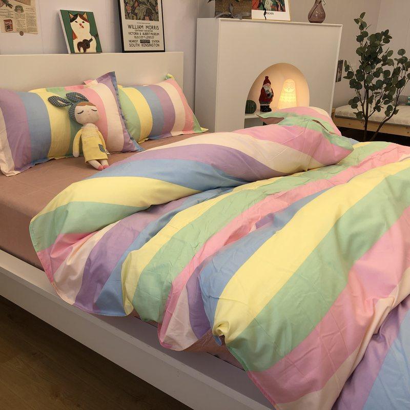 4-piece Bed Set Cute Cute Duck Cartoon Autumn And Winter Four-piece Set Washing Wind Cartoon Comfortable Student Three-piece Bedding