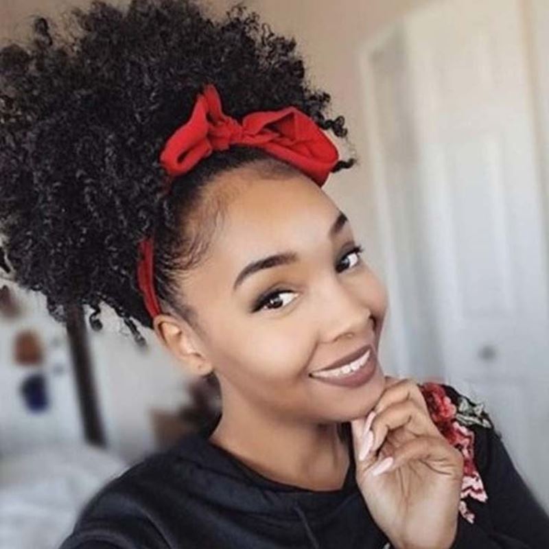 Afro Curly Pony Tail Clip In Hair Bun