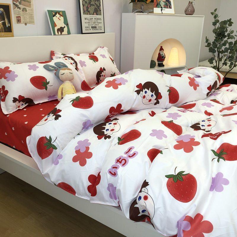 4-piece Bed Set Cute Cute Duck Cartoon Autumn And Winter Four-piece Set Washing Wind Cartoon Comfortable Student Three-piece Bedding