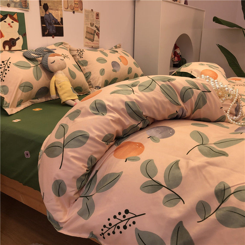 4-piece Bed Set Cute Cute Duck Cartoon Autumn And Winter Four-piece Set Washing Wind Cartoon Comfortable Student Three-piece Bedding