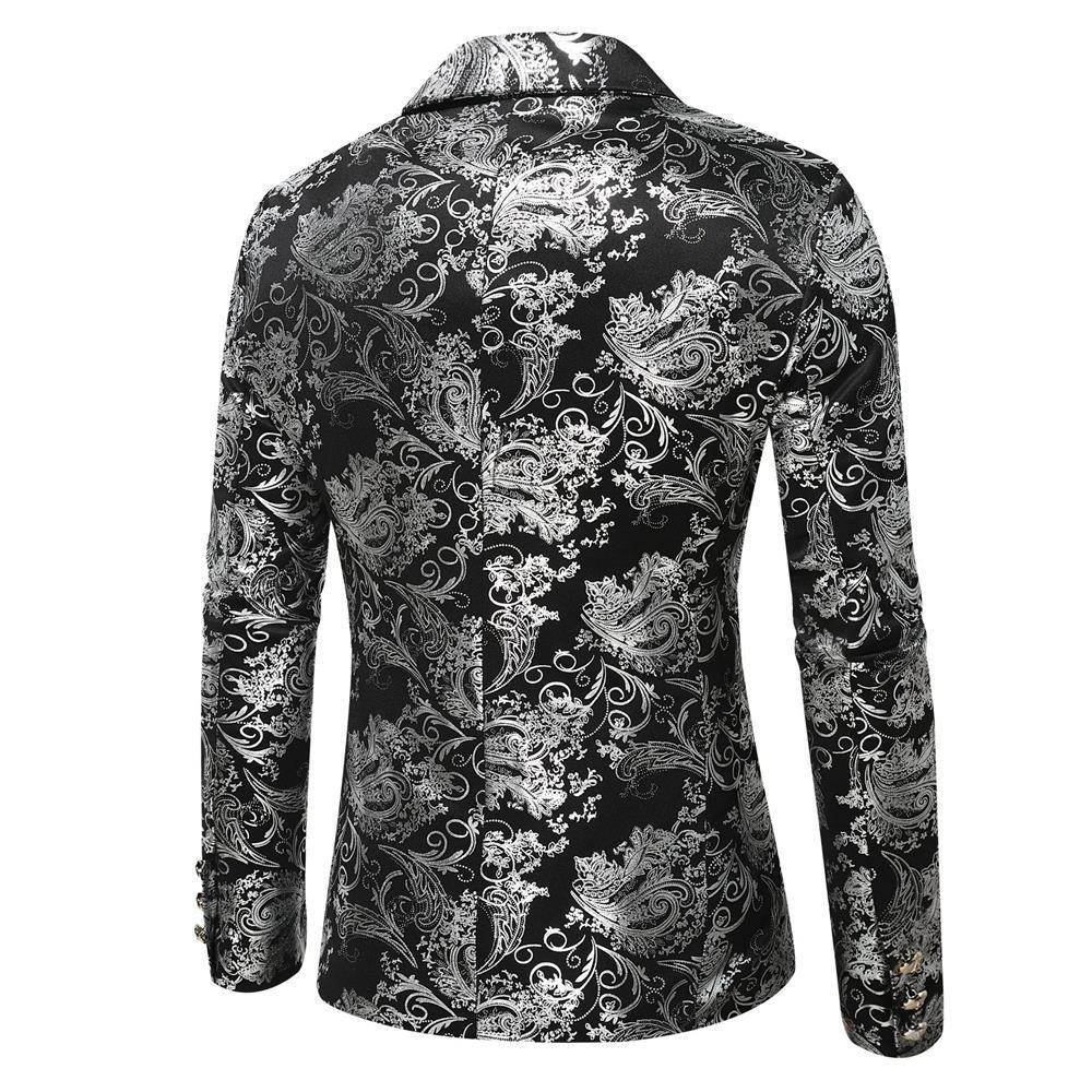 Men's Korean Version Of The Self-cultivation One-button Bronzing Printing Suit Dress Costume Jacket