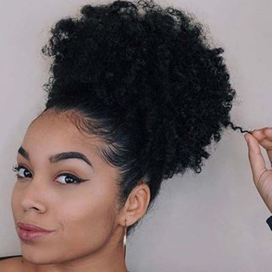 Afro Curly Pony Tail Clip In Hair Bun