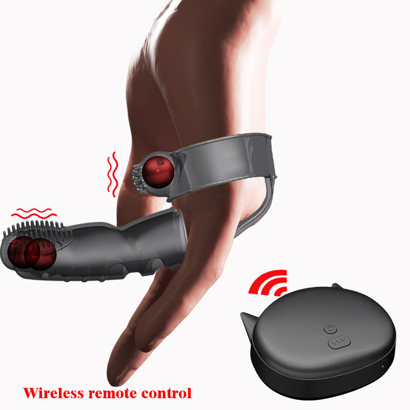 OMOBO Wireless Remote Control Charging Finger Sleeve 10 Frequency Vibrator Male Chastity Cock Ring Penis Vibrator Ring