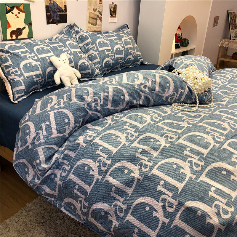 4-piece Bed Set Cute Cute Duck Cartoon Autumn And Winter Four-piece Set Washing Wind Cartoon Comfortable Student Three-piece Bedding