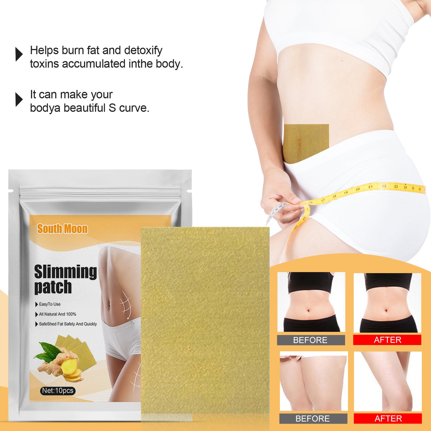 South Moon Ginger Fat Burning Health Care Sticker Belly Button Sticker Stovepipe Health Care Sticker Small Waist Fat Burning Light Body Acupoint Sticker