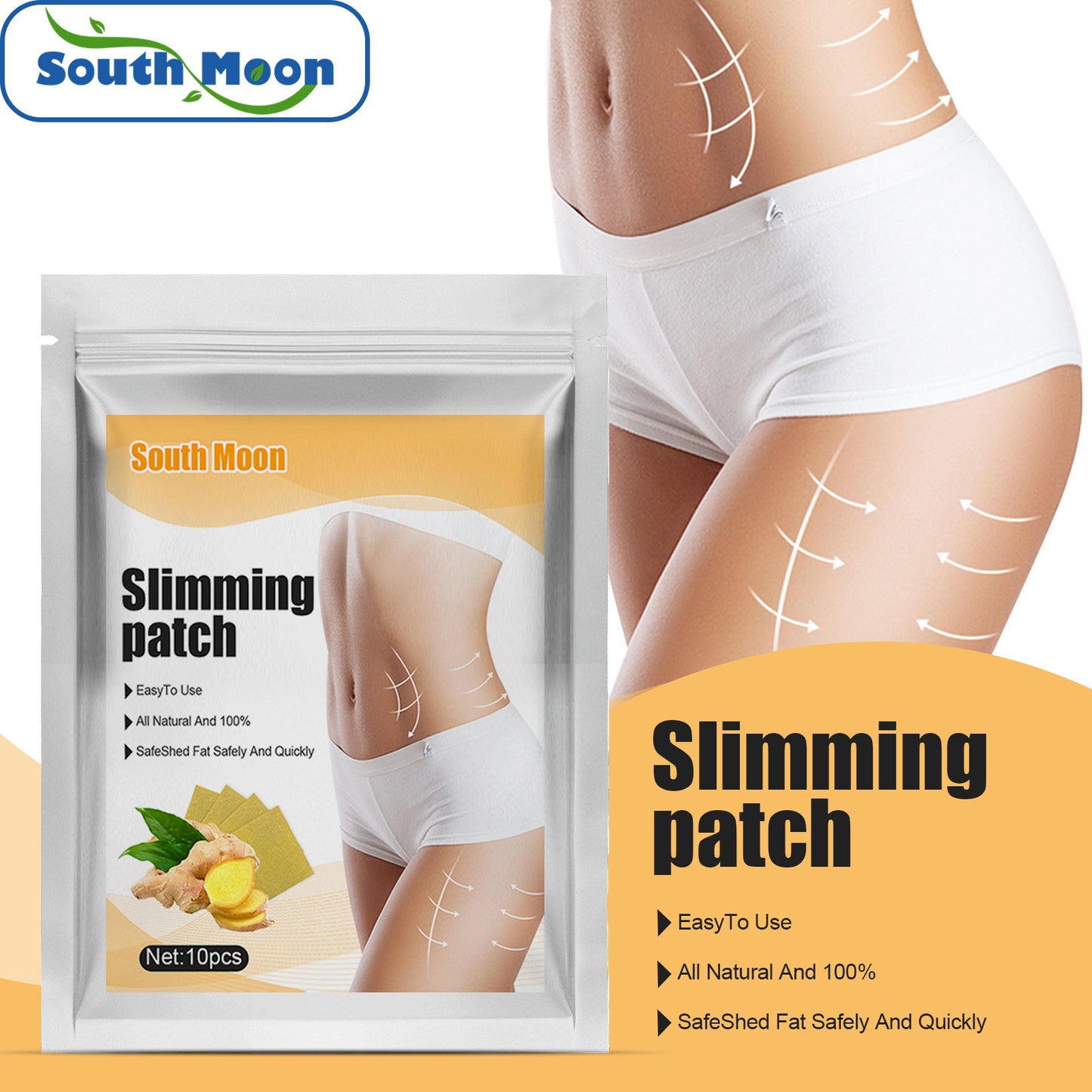 South Moon Ginger Fat Burning Health Care Sticker Belly Button Sticker Stovepipe Health Care Sticker Small Waist Fat Burning Light Body Acupoint Sticker