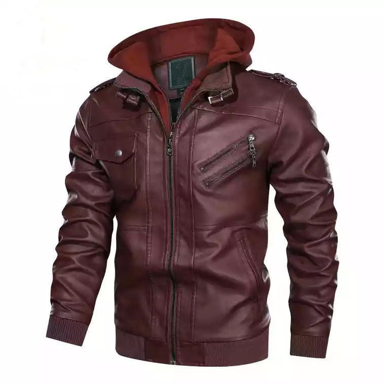 Winter Fashion Motorcycle Leather Jacket Men Slim Fit Oblique Zipper PU Jackets Autumn Mens Leather Biker Coats Warm Streetwear