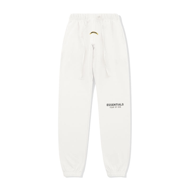 New Double Line Letter Reflective Trousers Plus Velvet High Street Sweatpants