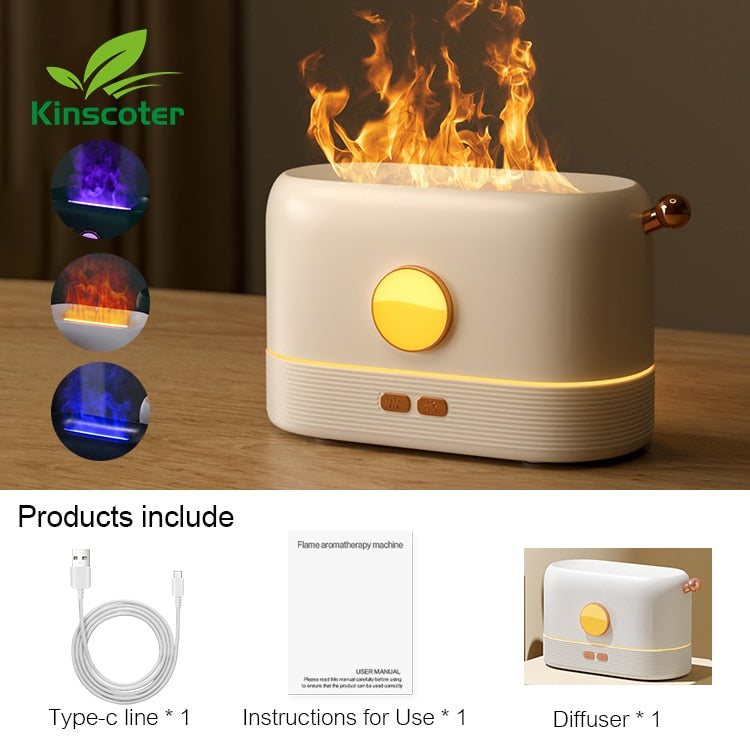 Kinscoter Aroma Diffuser Air Humidifier Ultrasonic Cool Mist Maker Fogger Led Essential Oil Flame Lamp Difusor