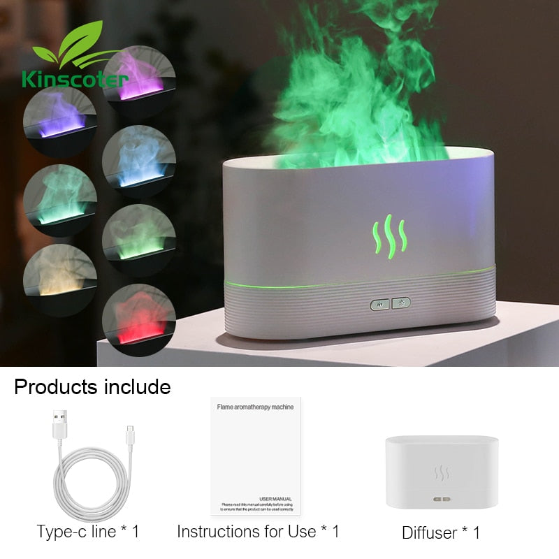 Kinscoter Aroma Diffuser Air Humidifier Ultrasonic Cool Mist Maker Fogger Led Essential Oil Flame Lamp Difusor