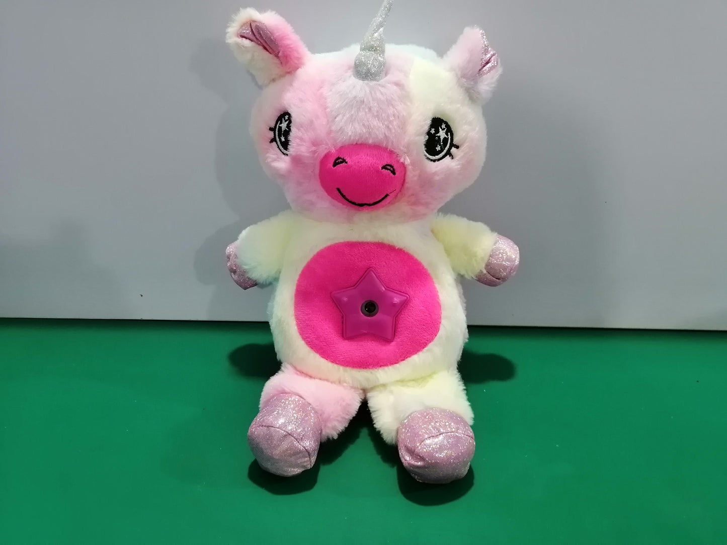 Cross border children's cartoon plush action figure sleeping light music unicorn animal doll starry sky projection light