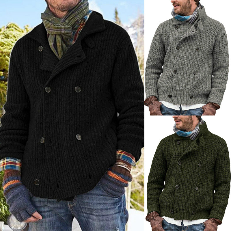 Large Size Sweater Men's Solid Color Button Knit Jacket